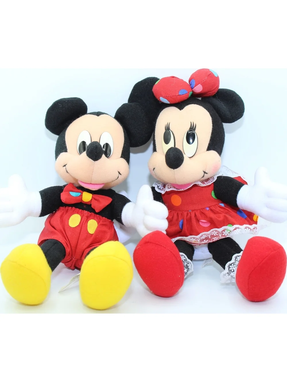 Vintage Walt Disney Collectible Mickey & Minnie Mouse Polka Plush Mattel Lot 2